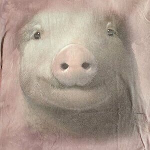 Giant PIG Face on T-Shirt Size XL - Tie Dye Piggie Piglet - The Mountain